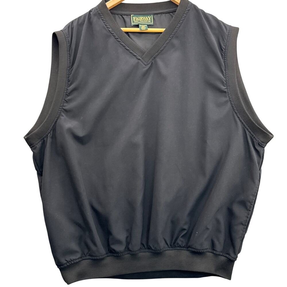 Fairway Golf Collection Black V Neck Golfing Vest Men XXL